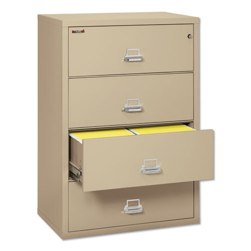 Insulated Lateral File, 4 Legal/letter-size File Drawers, Parchment, 37.5" X 22.13" X 52.75", 323.24 Lb Overall Capacity