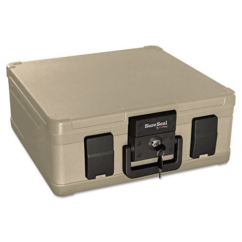 Fire And Waterproof Chest, 0.27 Cu Ft, 15.9w X 12.4d X 6.5h, Taupe