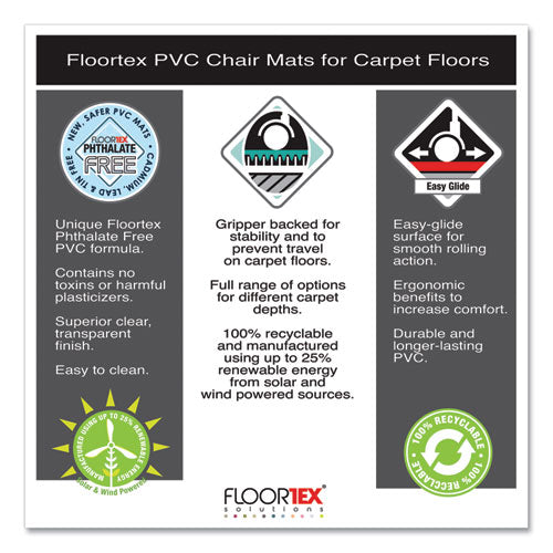 Cleartex Advantagemat Phthalate Free Pvc Chair Mat For Low Pile Carpet, 60 X 48, Clear