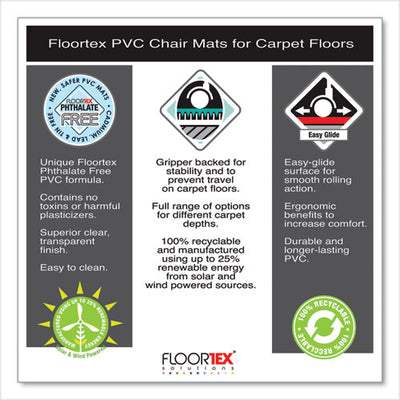 Cleartex Advantagemat Phthalate Free Pvc Chair Mat For Low Pile Carpet, 48 X 36, Clear