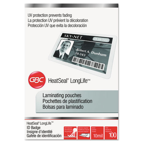 Longlife Thermal Laminating Pouches, 10 Mil, 2.5" X 4.25", Gloss Clear, 100/box