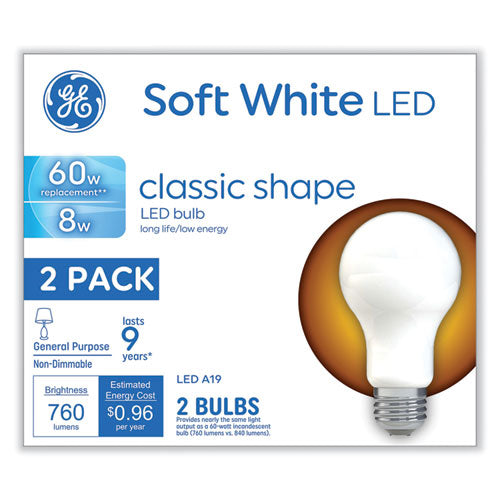 Classic Led Non-dim A19 Light Bulb, 8 W, Soft White, 2/pack