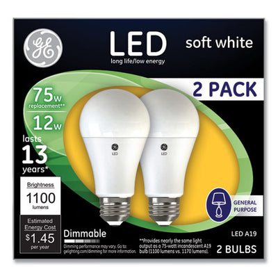 75w Led Bulbs, A19, 12 W, Soft White, 2/pack