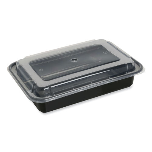 Food Container, 38 Oz, 8.81 X 6.02 X 2.48, Black/clear, Plastic, 150/carton
