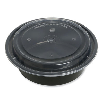 Food Container, 32 Oz, 7.28 X 7.28 X 2.55, Black/clear, Plastic, 150/carton