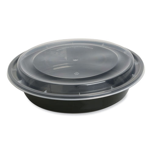 Food Container, 48 Oz, 8.85 X 8.85 X 2.24, Black/clear, Plastic, 150/carton