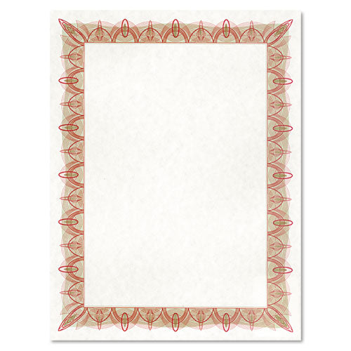 Parchment Paper Certificates, 8.5 X 11, Optima Gold With White Border, 25/pack