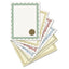 Parchment Paper Certificates, 8.5 X 11, Optima Green With White Border, 25/pack
