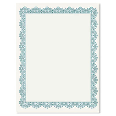 Parchment Paper Certificates, 8.5 X 11, Optima Green With White Border, 25/pack