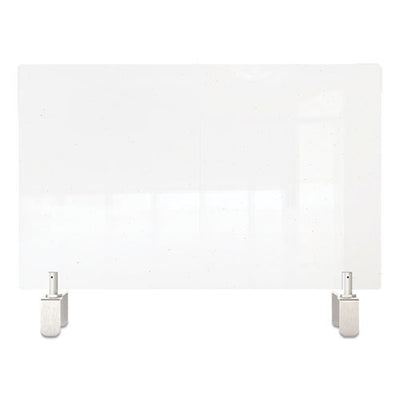 Clear Partition Extender With Attached Clamp, 36 X 3.88 X 18, Thermoplastic Sheeting