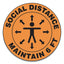 Slip-gard Social Distance Floor Signs, 17" Circle, "social Distance Maintain 6 Ft", Footprint, Orange, 25/pack