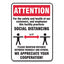 Social Distance Signs, Wall, 10 X 14, Customers And Employees Distancing, Humans/arrows, Red/white, 10/pack