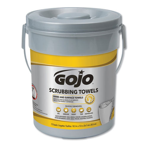 Scrubbing Towels, Hand Cleaning, 2-ply, 10.5 X 12, Fresh Citrus, Silver/yellow, 72/bucket