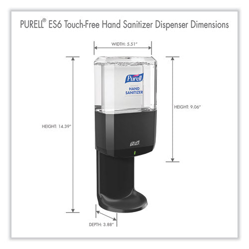 Es6 Touch Free Hand Sanitizer Dispenser, 1,200 Ml, 5.25 X 8.56 X 12.13, Graphite