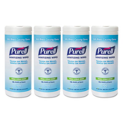 Premoistened Hand Sanitizing Wipes, Cloth, 5.75 X 7, 100/canister