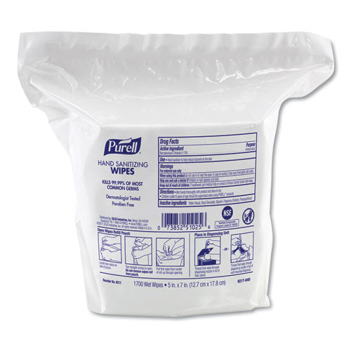 Hand Sanitizing Wipes, 6 X 8, Fresh Citrus Scent, White, 1,200/refill Pouch, 2 Refills/carton