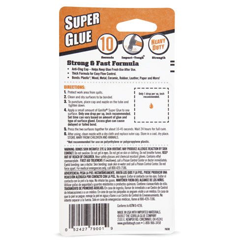 Super Glue, 0.53 Oz, Dries Clear, 4/carton