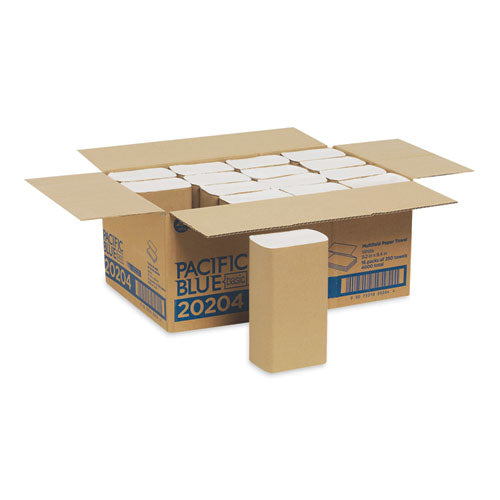 Pacific Blue Basic Folded Paper Towel, 9.2 X 9.4, White, 250/pack, 16 Packs/carton