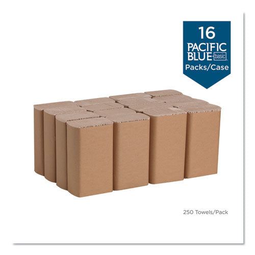 Pacific Blue Basic M-fold Paper Towels, 9.2 X 9.4, Brown, 250/pack, 16 Packs/carton
