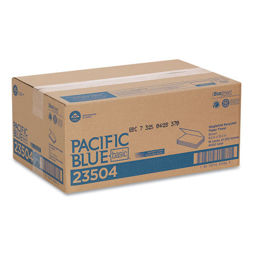 Pacific Blue Basic S-fold Paper Towels, 10.25 X 9.25, Brown, 250/pack, 16 Packs/carton