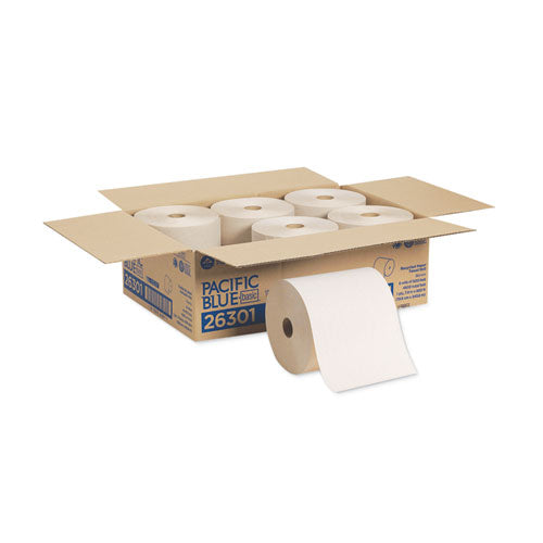 Pacific Blue Basic Nonperforated Paper Towels, 7.78 X 800 Ft, Brown, 6 Rolls/carton