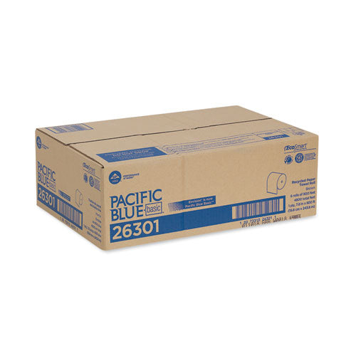 Pacific Blue Basic Nonperforated Paper Towels, 7.78 X 800 Ft, Brown, 6 Rolls/carton