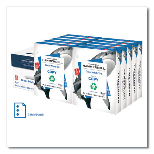 Great White 30 Recycled Print Paper, 92 Bright, 20 Lb Bond Weight, 8.5 X 14, White, 500/ream
