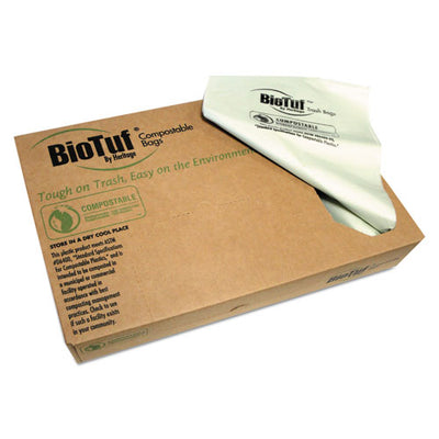 Biotuf Compostable Can Liners, 30 Gal, 0.88 Mil, 30" X 39", Green, 25 Bags/roll, 6 Rolls/carton