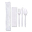 Economy Cutlery Kit, Fork/knife/spoon/napkin, White, 250/carton