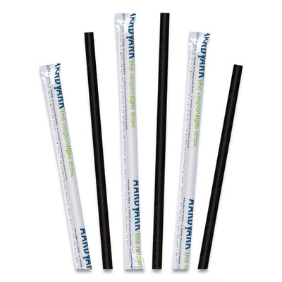 Aardvark Paper Straws, 5.75", Black, 3,200/carton