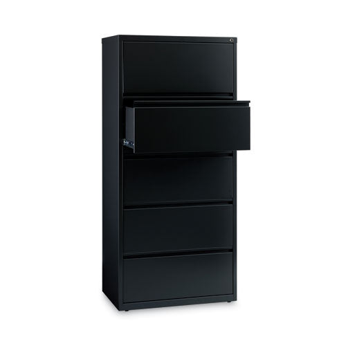 Lateral File Cabinet, 5 Letter/legal/a4-size File Drawers, Black, 30 X 18.62 X 67.62