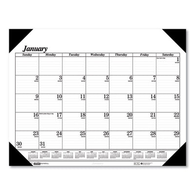 Recycled One-color Dated Monthly Desk Pad Calendar, 18.5 X 13, White Sheets, Black Binding/corners,12-month (jan-dec): 2023