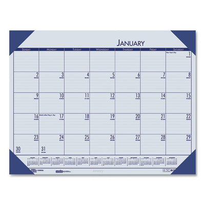 Ecotones Recycled Monthly Desk Pad Calendar, 22 X 17, Ocean Blue Sheets/corners, Black Binding, 12-month (jan-dec): 2023