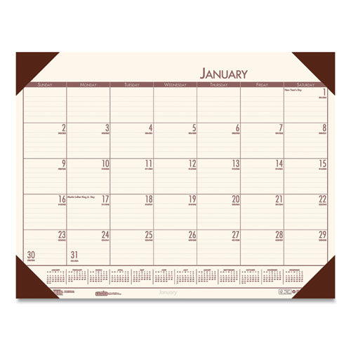 Ecotones Recycled Monthly Desk Pad Calendar, 22 X 17, Moonlight Cream Sheets, Brown Corners, 12-month (jan To Dec): 2023