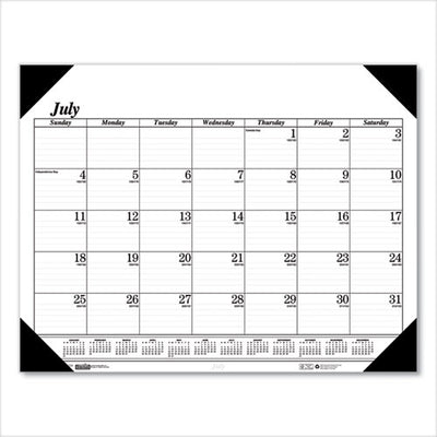 Recycled Economy Academic Desk Pad Calendar, 22 X 17, White/black Sheets, Black Binding/corners,14-month(july-aug): 2022-2023