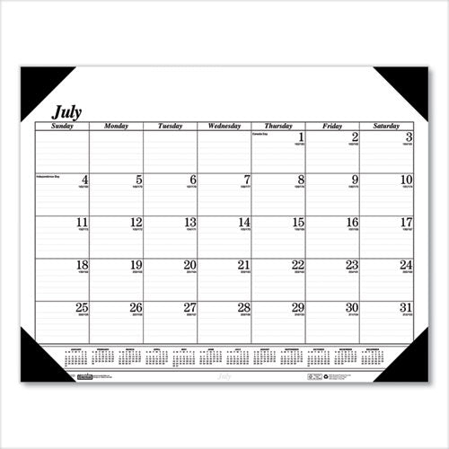 Recycled Economy Academic Desk Pad Calendar, 22 X 17, White/black Sheets, Black Binding/corners,14-month(july-aug): 2022-2023