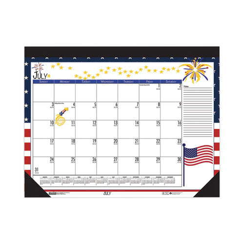 Recycled Academic Year Desk Pad Calendar, Earthscapes Seasonal Artwork, 22 X 17, Black Binding, 12-month (july-june): 2022-23