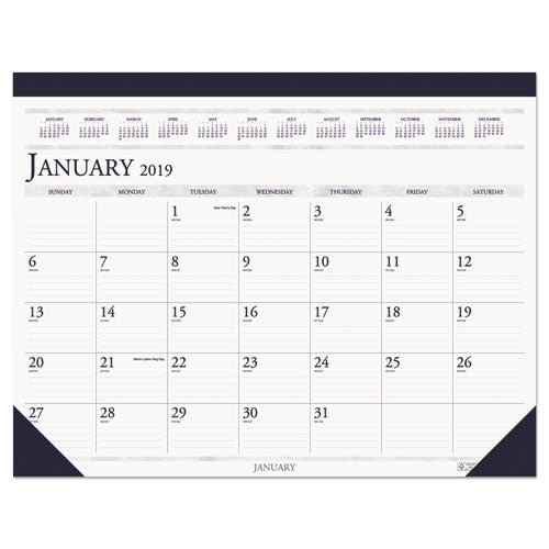 Recycled Two-color Perforated Monthly Desk Pad Calendar, 18.5 X 13, Blue Binding/corners, 12-month (jan-dec): 2023