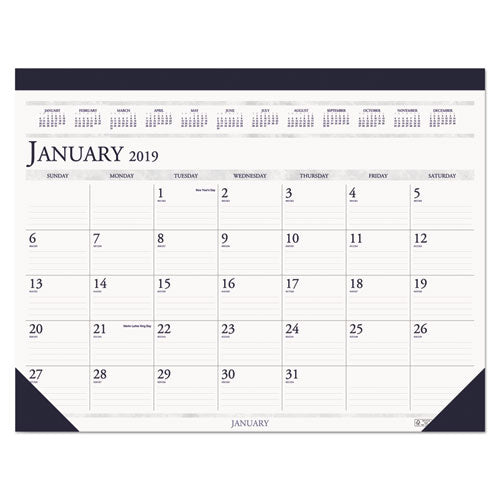 Recycled Two-color Perforated Monthly Desk Pad Calendar, 22 X 17, Blue Binding/corners, 12-month (jan-dec): 2023