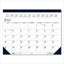 Recycled Academic Desk Pad Calendar, 18.5 X 13, White/blue Sheets, Blue Binding/corners, 14-month (july To Aug): 2022 To 2023