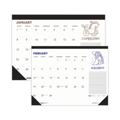 Recycled Zodiac Desk Pad Calendar, Zodiac Artwork, 17 X 22, White Sheets, Black Binding/corners, 12-month (jan-dec) 2023