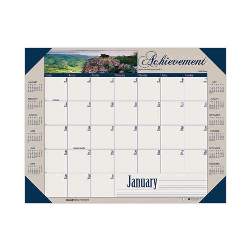 Earthscapes Recycled Monthly Desk Pad Calendar, Motivational Photos, 22 X 17, Blue Binding/corners, 12-month (jan-dec): 2023