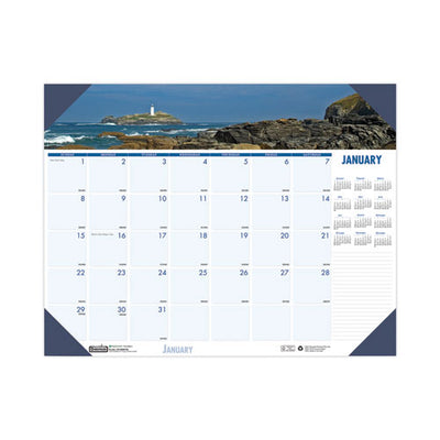 Earthscapes Recycled Monthly Desk Pad Calendar, Coastlines Photos, 18.5 X 13, Black Binding/corners,12-month (jan-dec): 2023