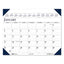 Executive Monthly Desk Pad Calendar, 24 X 19, White/blue Sheets, Blue Corners, 12-month (jan To Dec): 2023