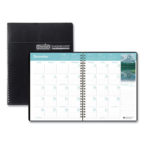 Earthscapes Recycled Ruled Monthly Planner, Landscapes Color Photos, 11 X 8.5, Black Cover, 14-month (dec-jan): 2022-2024