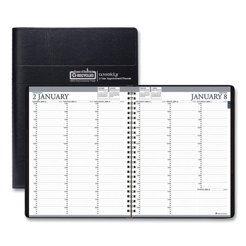 Recycled Professional Weekly Planner, 15-minute Appts, 11 X 8.5, Black Wirebound Soft Cover, 24-month (jan-dec): 2023-2024