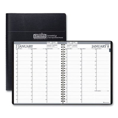 Recycled Professional Weekly Planner, 15-minute Appts, 11 X 8.5, Black Wirebound Soft Cover, 24-month (jan-dec): 2023-2024
