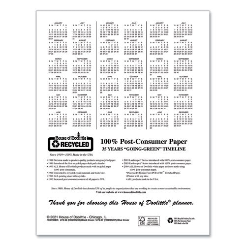 Recycled Professional Weekly Planner, 15-minute Appts, 11 X 8.5, Black Wirebound Soft Cover, 24-month (jan-dec): 2023-2024