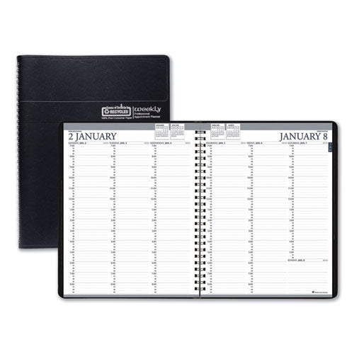 Recycled Professional Weekly Planner, 15-minute Appts, 11 X 8.5, Black Wirebound Soft Cover, 12-month (jan To Dec): 2023