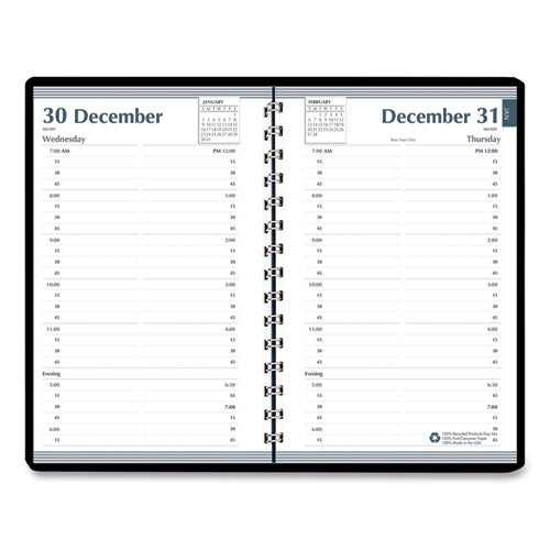 Memo Size Daily Appointment Book With 15-minute Schedule, 8 X 5, Black Cover, 12-month (jan To Dec): 2023
